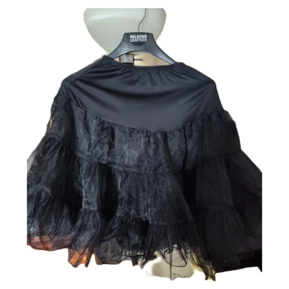 Shimaly Black Tulle Petticoat Midi Skirt Elastic Waist 3 Layer Size Small (A-15)